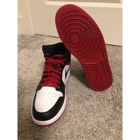 Jordan 1 Mid Black/ Gym Red Men’s Size 10.5 - Picture 9 of 10